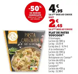 Super U Youcook Plat de pâtes 5 fromages offre