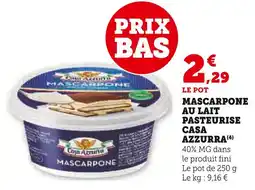 Super U Casa Azzurra Mascarpone au lait pasteurisé offre
