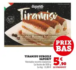 Super U Saporit Tiramisu Surgelé offre