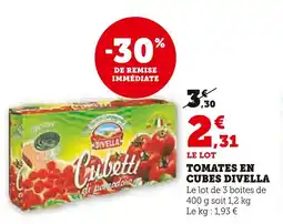 Super U Divella Tomates en cubes offre