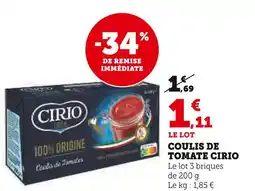 Super U Cirio Coulis de tomate offre