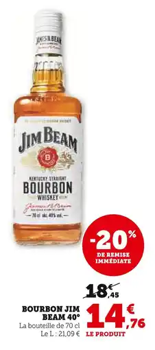 Super U Jim Beam Bourbon Whiskey 40° offre
