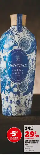 Super U Generous Gin Azur Citrus 40° offre