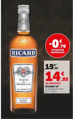 Super U Ricard Pastis de Marseille 45° offre