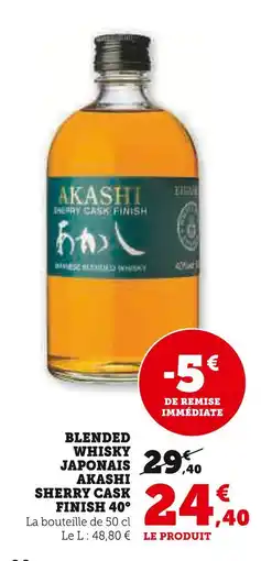 Super U Akashi Blended Whisky Japonais Sherry Cask Finish 40° offre