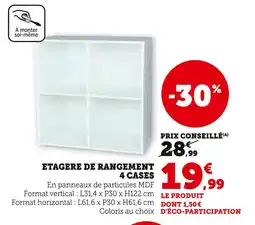 Super U Étagère de rangement 4 cases offre