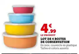 Super U Lot de 4 boîtes de conservation offre