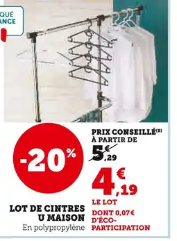 Super U U Maison Lot de cintres offre