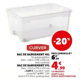 Super U Curver Bac de rangement 45L offre