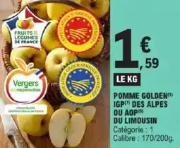 E.Leclerc Pomme golden igp des alpes ou aop (6) du limousin offre