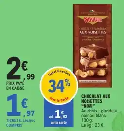 E.Leclerc Chocolat aux noisettes novi offre