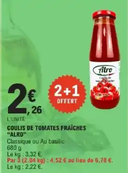 E.Leclerc Coulis de tomates fraîches alro offre