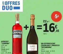 E.Leclerc Apéritif campari + vin effervescent italien doc prosecco riccadonna offre