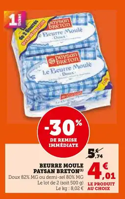 U Express Paysan Breton Beurre Moulé Doux offre