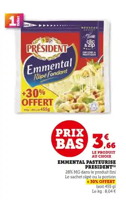 U Express Président Emmental Râpé Fondant offre