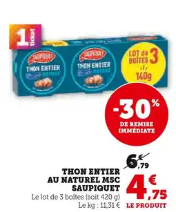 U Express Saupiquet Thon Entier au Naturel MSC offre