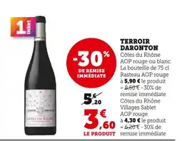 U Express Terroir Daronton Côtes du Rhône AOP rouge offre