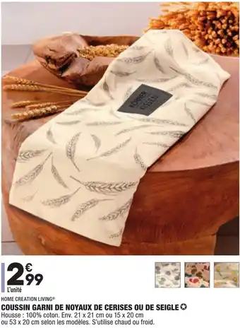 ALDI Coussin Garni de Noyaux de Cerises Ou de Seigle offre