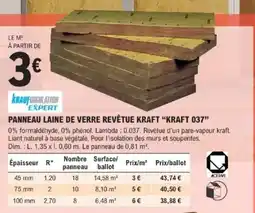 E.Leclerc Brico Panneau laine de verre revêtue kraft kraft 037 offre