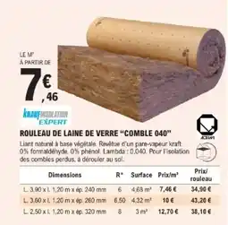 E.Leclerc Brico Rouleau de laine de verre comble 040 offre