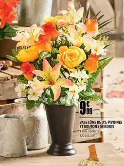 L'incroyable Vase cône de lys, pivoines et boutons de roses offre