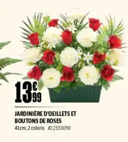 L'incroyable Jardinière d'oeillets et boutons de roses offre