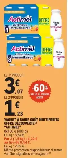 E.Leclerc Yaourt à boire goût multifruits offre découverte actimel offre