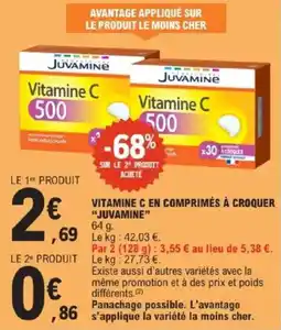 E.Leclerc Vitamine c en comprimés à croquer juvamine offre