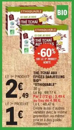 E.Leclerc The tchai aux épices darjeeling bio ethiquable offre