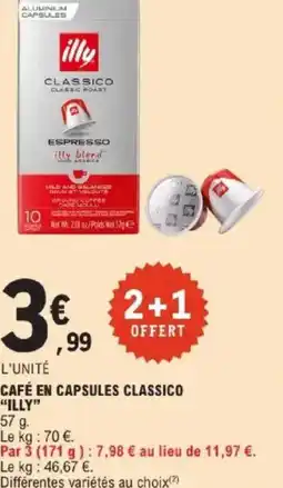 E.Leclerc Café en capsules classico illy offre