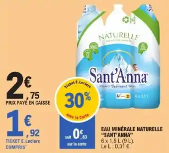 E.Leclerc Eau minérale naturelle sant'anna offre