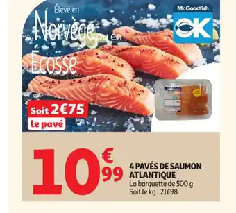 Auchan Supermarché 4 pavés de saumon atlantique offre