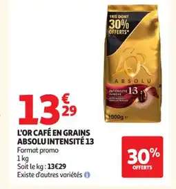 Auchan Supermarché L'OR Café en grains absolu intensité 13 offre