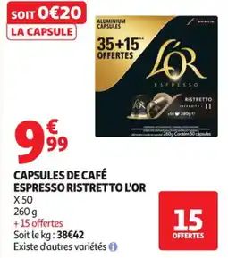 Auchan Supermarché L'OR Capsules de café espresso ristretto offre