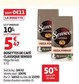 Auchan Supermarché SENSEO Dosettes de café classique offre