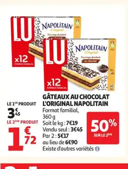 Auchan Supermarché NAPOLITAIN Gâteaux au chocolat l'original offre