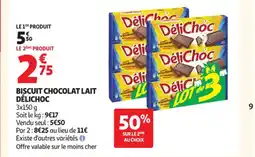 Auchan Supermarché DÉLICHOC Biscuit chocolat lait offre