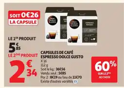 Auchan Supermarché DOLCE GUSTO Capsules de café espresso offre