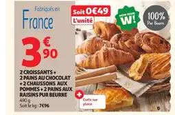 Auchan Supermarché 2 croissants + 2 pains au chocolat +2 chaussons aux pommes +2 pains aux raisins pur beurre offre