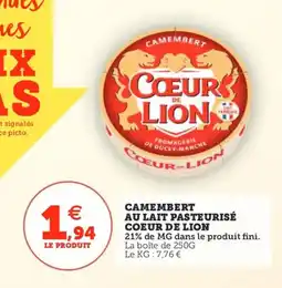 Utile COEUR DE LION Camembert au lait pasteurisé offre