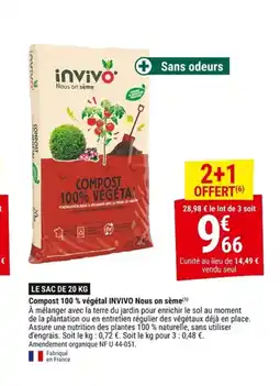 Gamm vert INVIVO Compost 100% végétal Nous on sème offre