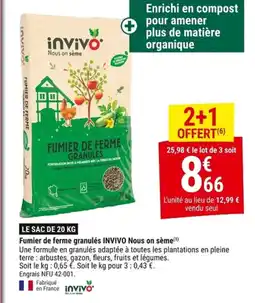 Gamm vert INVIVO Fumier de ferme granulés Nous on sème offre
