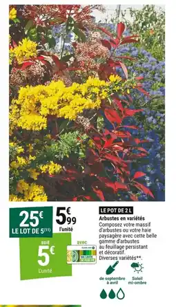 Gamm vert Arbustes en variétés offre