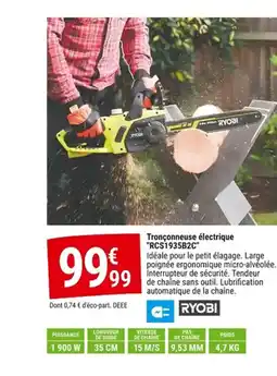 Gamm vert RYOBI Tronçonneuse électrique RCS1935B2C offre