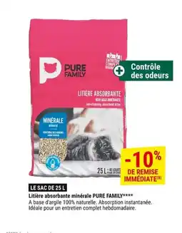 Gamm vert PURE FAMILY Litière absorbante minérale offre