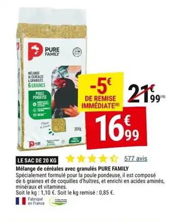 Gamm vert PURE FAMILY Mélange de céréales avec granulés offre