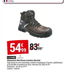 Gamm vert LEMAITRE Chaussures Max Brown Lemaitre Sécurité offre