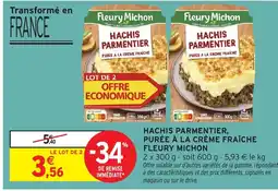 Intermarché Hyper FLEURY MICHON Hachis parmentier, purée à la crème fraîche offre