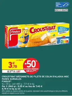 Intermarché Hyper FINDUS Croustibat bâtonnets de filets de colin d'alaska msc panés surgelés offre