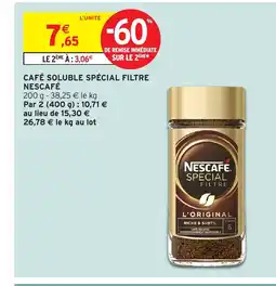 Intermarché Hyper NESCAFÉ Café soluble spécial filtre offre